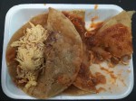 Enchiladas with pork and red salsa. Enchiladas with pork and red salsa.