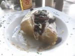 Papa al horno relleno con queso, carne y crema - Baked potato stuffed with meat, cheese and cream. Papa al horno relleno con queso, carne y crema - Baked potato stuffed with meat, cheese and cream.