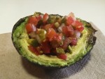 Avocado stuffed with a fresh salsa made of tomatoes, onion, jalapeno pepper and coriander. Avocado stuffed with a fresh salsa made of tomatoes, onion, jalapeno pepper and coriander.