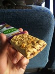 A crunchy cereal bar with oats and with a blackberry filling. A crunchy cereal bar with oats and with a blackberry filling.