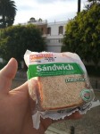 Sandwich with ham, cheese and jalapeno.