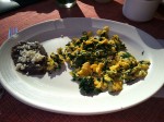 Desayuno Mexicano in Oaxaca - scrambled eggs with spinach and fried beans. Desayuno Mexicano in Oaxaca - scrambled eggs with spinach and fried beans.