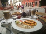 Huevos de Valla with frijoles - Omelet like eggs served with local cheese and fried beans; breakfast in San Miguel de Allende. Huevos de Valla with frijoles - Omelet like eggs served with local cheese and fried beans; breakfast in San Miguel de Allende.