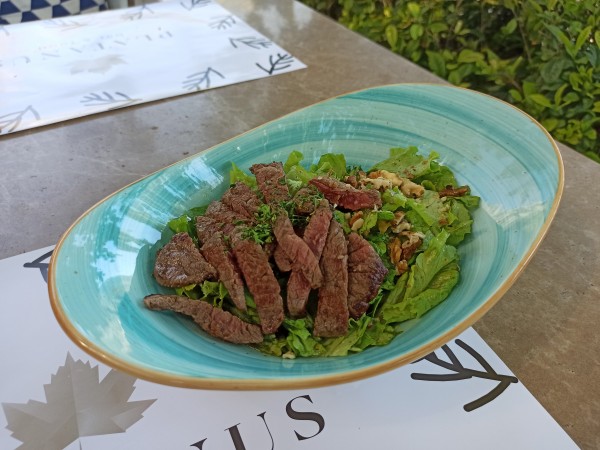 Keto Beef steak salad with nuts and tomatoes Keto Beef steak salad with nuts and tomatoes