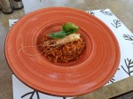 Red rice risotto with prawns and parmesan cheese Red rice risotto with prawns and parmesan cheese