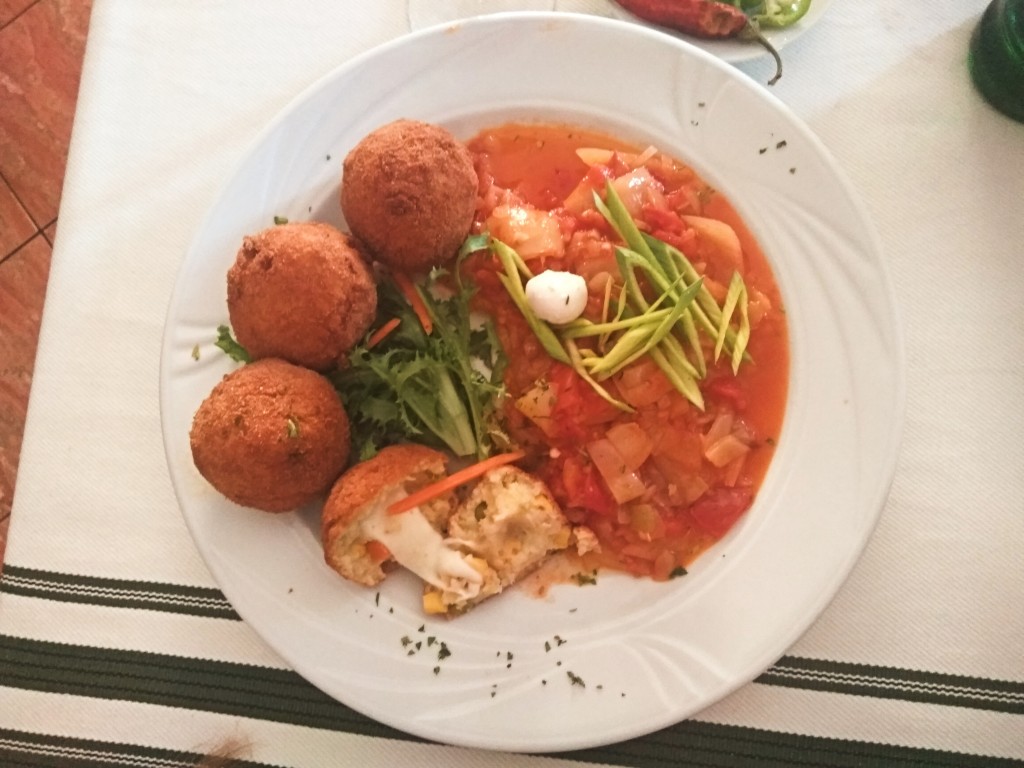 Rice dumplings in Miskolc - stuffed with vegetables and mozzarella cheese. Rice dumplings in Miskolc - stuffed with vegetables and mozzarella cheese.
