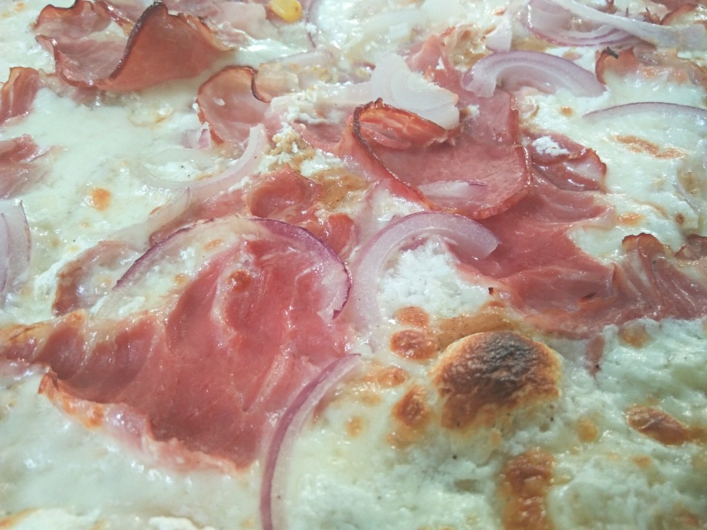 Pork with mustard pizza from Debrecen. Pork with mustard pizza from Debrecen.