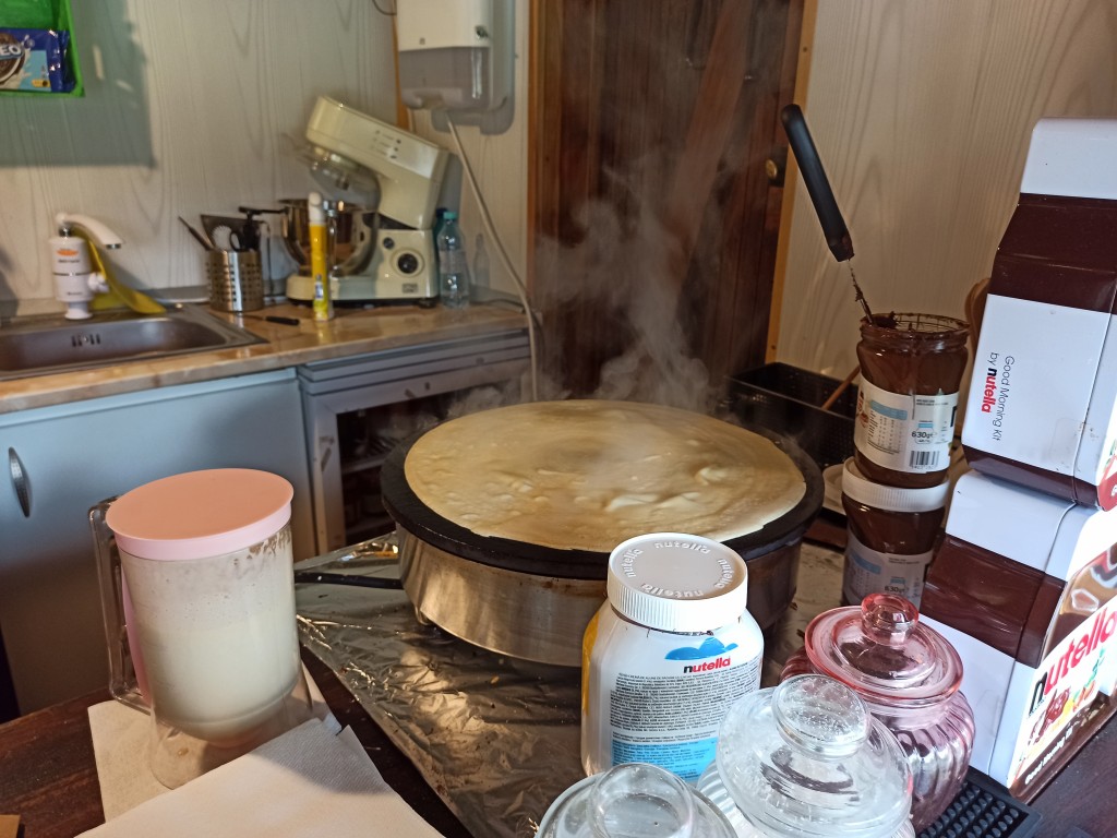 Fry your first pancake. Fry your first pancake.