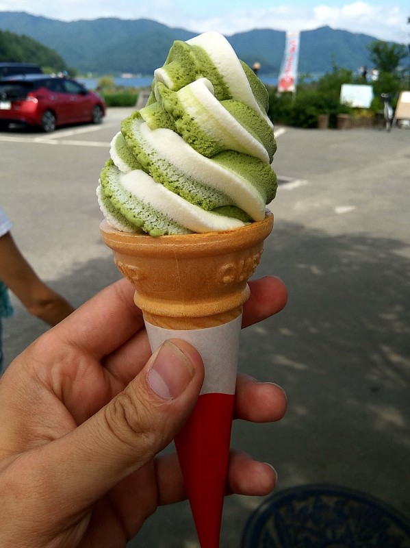 Matcha tea ice creams - Fuji Mountain, Kawaguchi Lake. Matcha tea ice creams - Fuji Mountain, Kawaguchi Lake.